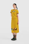 YANYAN KNITS Fall/Winter 2025 Collection: Goose-themed T-shirt/Skirt Set (YYK-YYW25-1391-HUANG T-shirt)